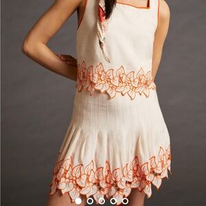 NWT Anthropologie Appliqué Embroidery Skirt Set size 8